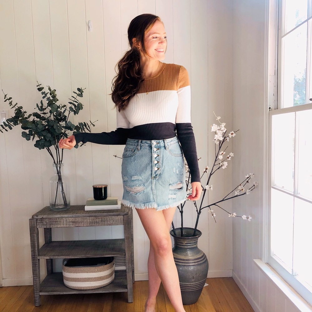 Long Sleeve Color Block Sweater